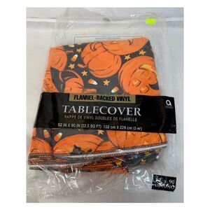 Halloween Pumpkin Flannel Backed Vinyl Tablecover 52" by 90" Oblong